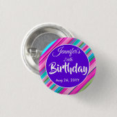 Regenbogen-Streifen-Muster Geburtstagsvorlage Button (Vorne & Hinten)