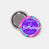 Regenbogen-Streifen-Muster Geburtstagsvorlage Magnet (Vorderseite/Rückseite)