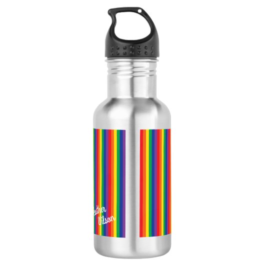 Regenbogen Streifen Niedlich Kinder Wasser Flasche Edelstahlflasche (Rückseite)