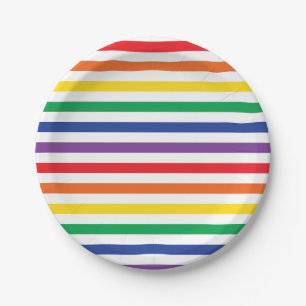 Regenbogen-Streifen Pappteller