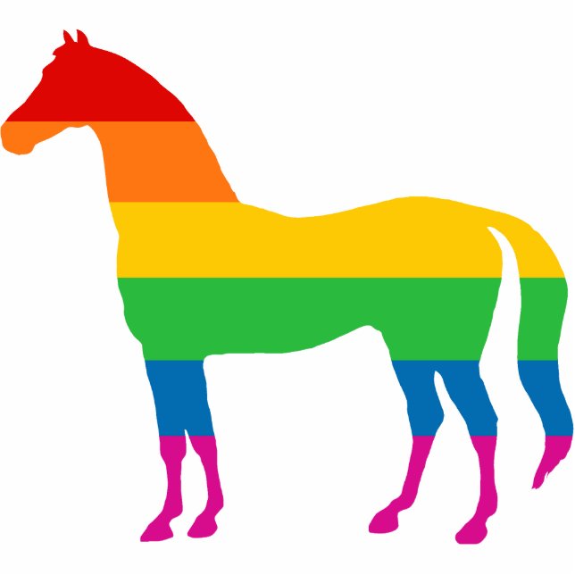 Regenbogen-Streifen-Pferd Fotoskulptur Ornament (Vorne)
