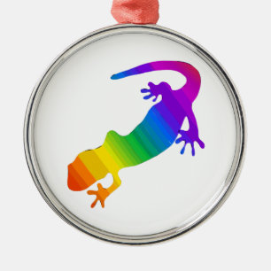 Regenbogen-Streifen Salamander Silbernes Ornament