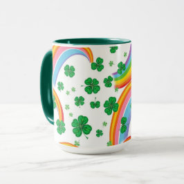 Regenbogen Streifen & Shamrocks Nahtlos Glücklich Tasse