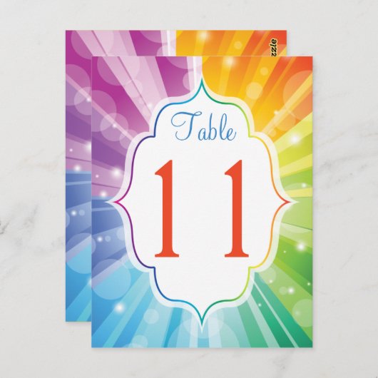 Regenbogen Streifen Sunburst Tischnummer Postkarte (Vorne/Hinten)
