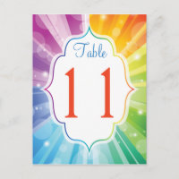 Regenbogen Streifen Sunburst Tischnummer Postkarte