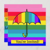 Regenbogen Streifen Umbrella Einladung (Vorne/Hinten)