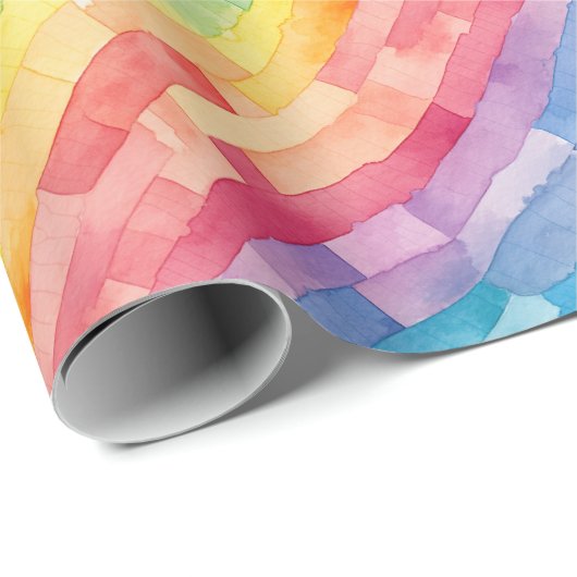 Regenbogen Streifen Wasserfarbe Abstrakt Geschenkpapier (Rolleneckpunkt)