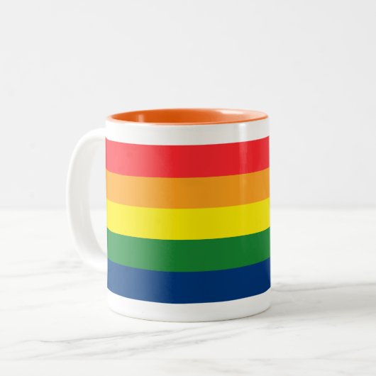 Regenbogen-Streifen Zweifarbige Tasse (Vorderseite Links)