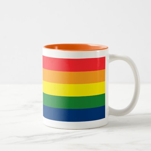 Regenbogen-Streifen Zweifarbige Tasse (Rechts)