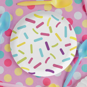Regenbogen Streusel Bunte Dessert Süßigkeiten Pappteller