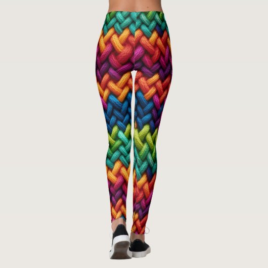 Regenbogen-Strick aus Dickwolle Leggings (Rückseite)