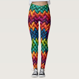 Regenbogen-Strick aus Dickwolle Leggings