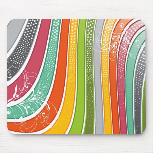 Regenbogen Stripes buntes blühen Sterne Mousepad (Vorne)