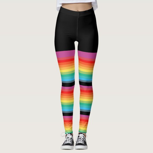 Regenbogen Stripes FarbFake-feste Knie-Socken Leggings (Vorderseite)