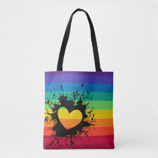 Regenbogen stripes Herz-Spritzer LGBT Tasche
