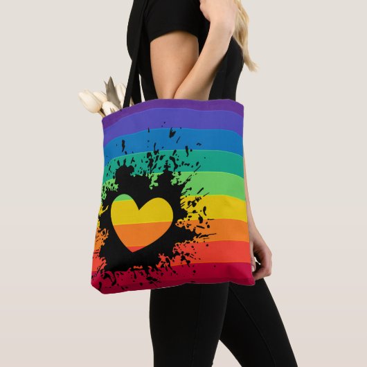 Regenbogen stripes Herz-Spritzer LGBT Tasche (Von Nahem)
