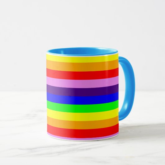 Regenbogen Stripes horizontales klassisches helles Tasse (VorderseiteRechts)