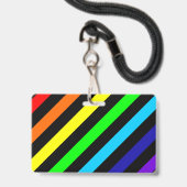 Regenbogen Stripes Namen-/Pronomen-Abzeichen Ausweis (Back with Lanyard)
