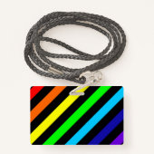 Regenbogen Stripes Namen-/Pronomen-Abzeichen Ausweis (Rückseite mit Schlüsselband)