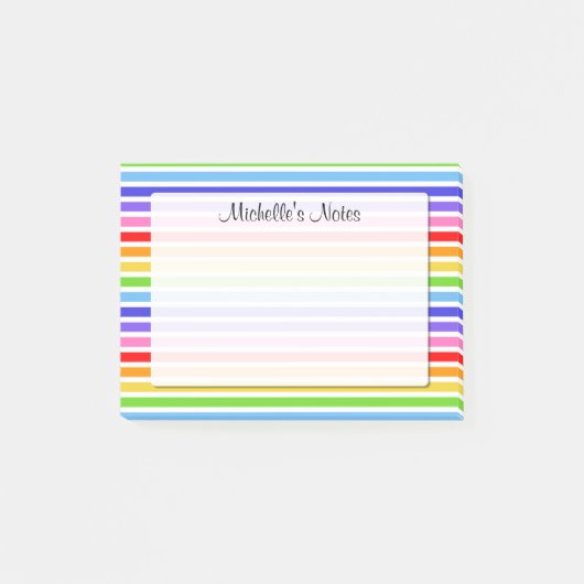 Regenbogen Stripes personalisierte 4 x 3 Post-it Klebezettel (Vorderseite)