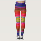 Regenbogen Stripes rote gelbes Grün-lila Leggings (Vorderseite)