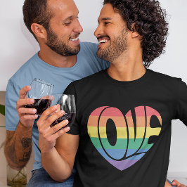 Regenbogen Stripte Liebe Herzstück Gay Pride T-Shirt