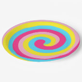 Regenbogen-Strudel-Party Pappteller (Schrägansicht)