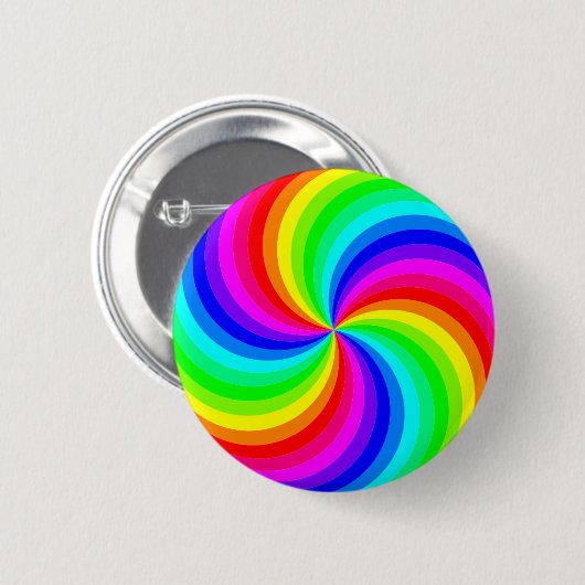 Regenbogen-Strudel Pinwheel des Spaßes Button (Vorne & Hinten)