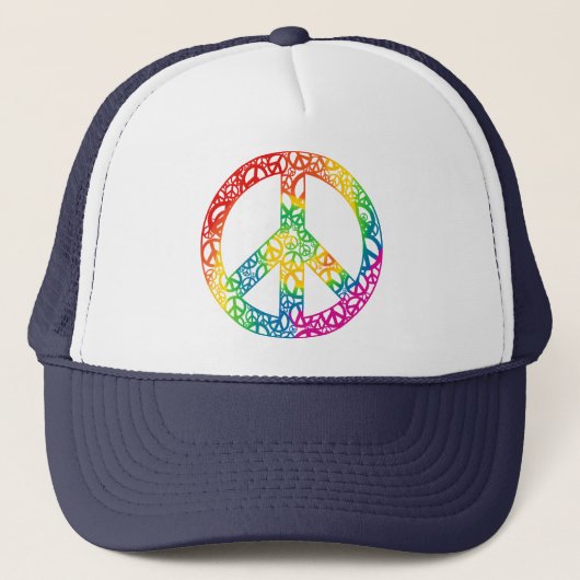 Regenbogen-Stücke Frieden Truckerkappe (Vorderseite)