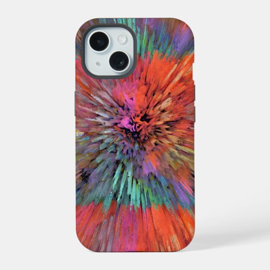 Regenbogen-Supernova-Fraktal-Kunst iPhone 15 Hülle (Rückseite)