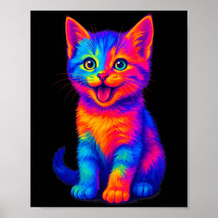 Regenbogen Süße Katze Liebe Lustig Bunt Fröhliche Poster