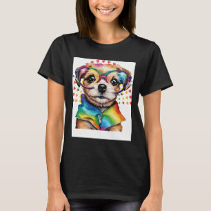 Regenbogen Süßer Hund – Lustiger Welpe Liebt Gles T-Shirt