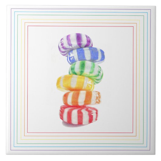 REGENBOGEN-SÜSSIGKEIT Keramikfliese (Vorderseite)