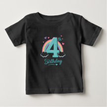 Regenbogen-T-Shirt für Kleinkinder zum 4. Geburtst
