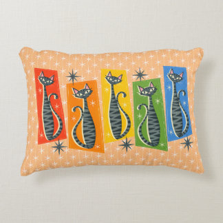 Regenbogen-Tabby-Katze Atomic Retro LGBTQ+ Dekokissen