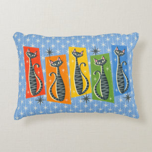 Regenbogen-Tabby-Katze Atomic Retro LGBTQ+ Dekokissen