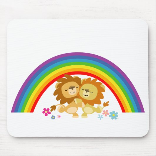 Regenbogen-Tango-Niedliche Cartoon-Löwen Mousepad (Vorne)