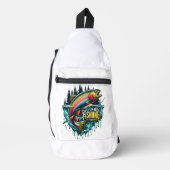 Regenbogen tanzen Ein lebhafter Fisch springt vom  Crossbody Bag (Vorderseite)
