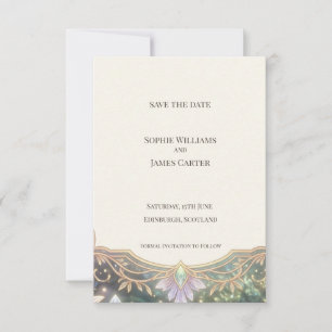 Regenbogen-Tartan-Blumen-Save-the-Date-Karte Save The Date