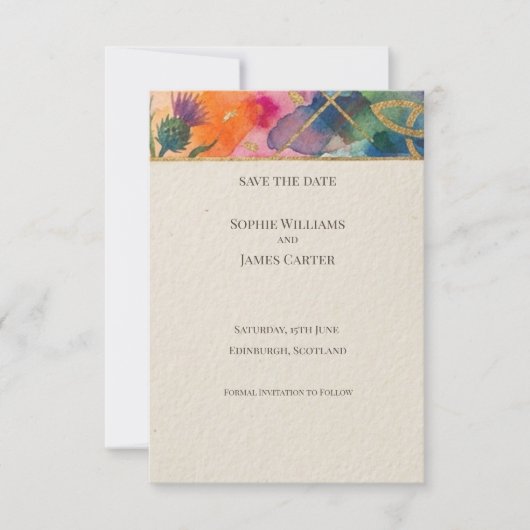 Regenbogen-Tartan Save-the-Date-Karte Save The Date (Vorderseite)