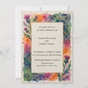 Regenbogen-Tartan-Thistle-Hochzeitseinladung Einladung