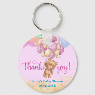 Regenbogen-Teddybär-Ballons Danke Baby Shower Schlüsselanhänger