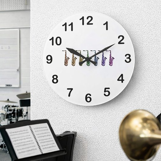 Regenbogen Tenorsaxophon Buntes Musikinstrument Große Wanduhr