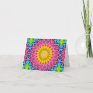 Regenbogen-Tie-Dye-Mandala mit lebendiger Symmetri Karte