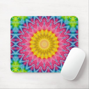 Regenbogen-Tie-Dye-Mandala mit lebendiger Symmetri Mousepad