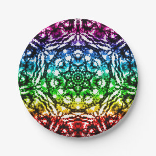 Regenbogen-Tie-Dye-Mandala-Stern-Geburtstagsfeier Pappteller
