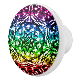 Regenbogen-Tie-Dye-Mandala-Stern Keramikknauf