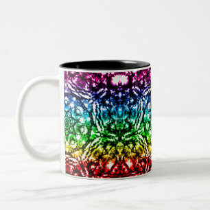 Regenbogen-Tie-Dye-Mandala-Stern Zweifarbige Tasse