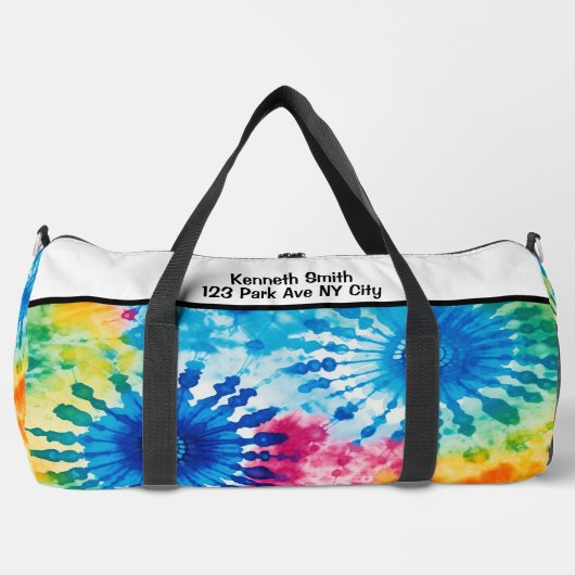 Regenbogen-Tie-Dye-Monogramm-Personalisierung Duffle Bag (Vorderseite)
