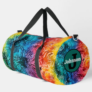 Regenbogen-Tie-Dye-Muster Monogramm personalisiert Duffle Bag